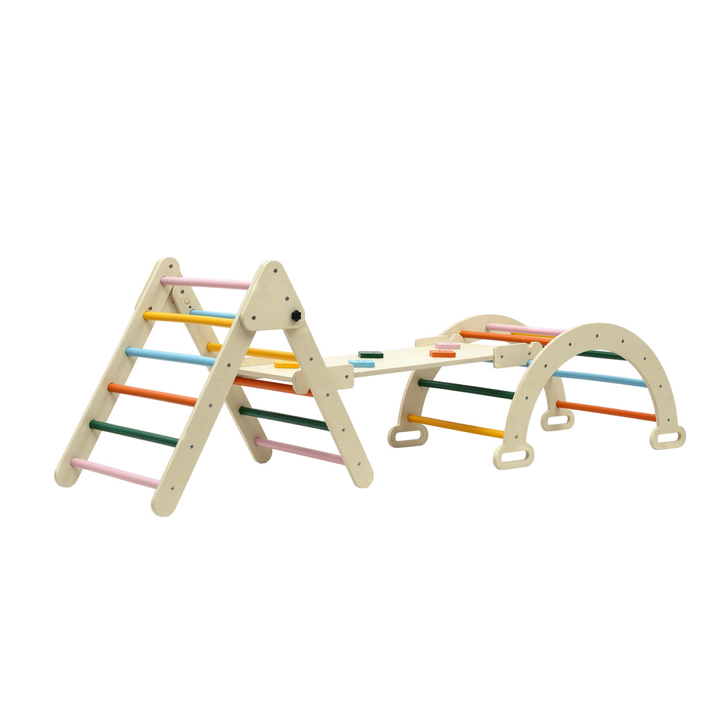 Keezi Kids Triangle Climbing Toys Set With Slide Indoor Outdoor