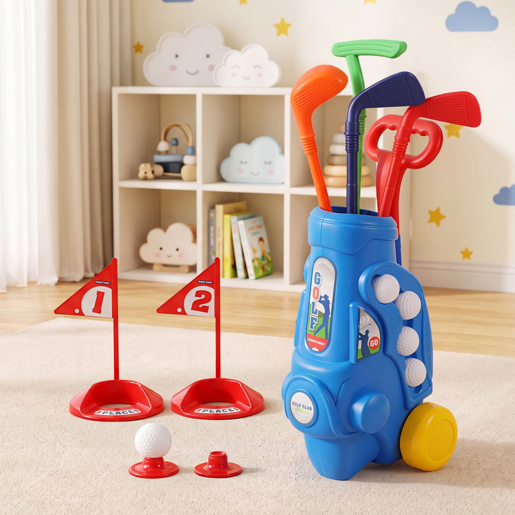 Keezi Kids Golf Set Toddler Club Set Pull Cart Indoor Outdoor