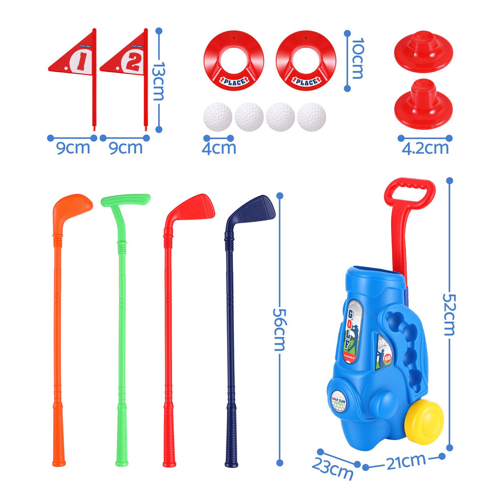 Keezi Kids Golf Set Toddler Club Set Pull Cart Indoor Outdoor