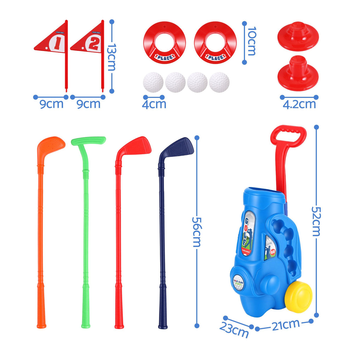 Keezi Kids Golf Set Toddler Club Set Pull Cart Indoor Outdoor