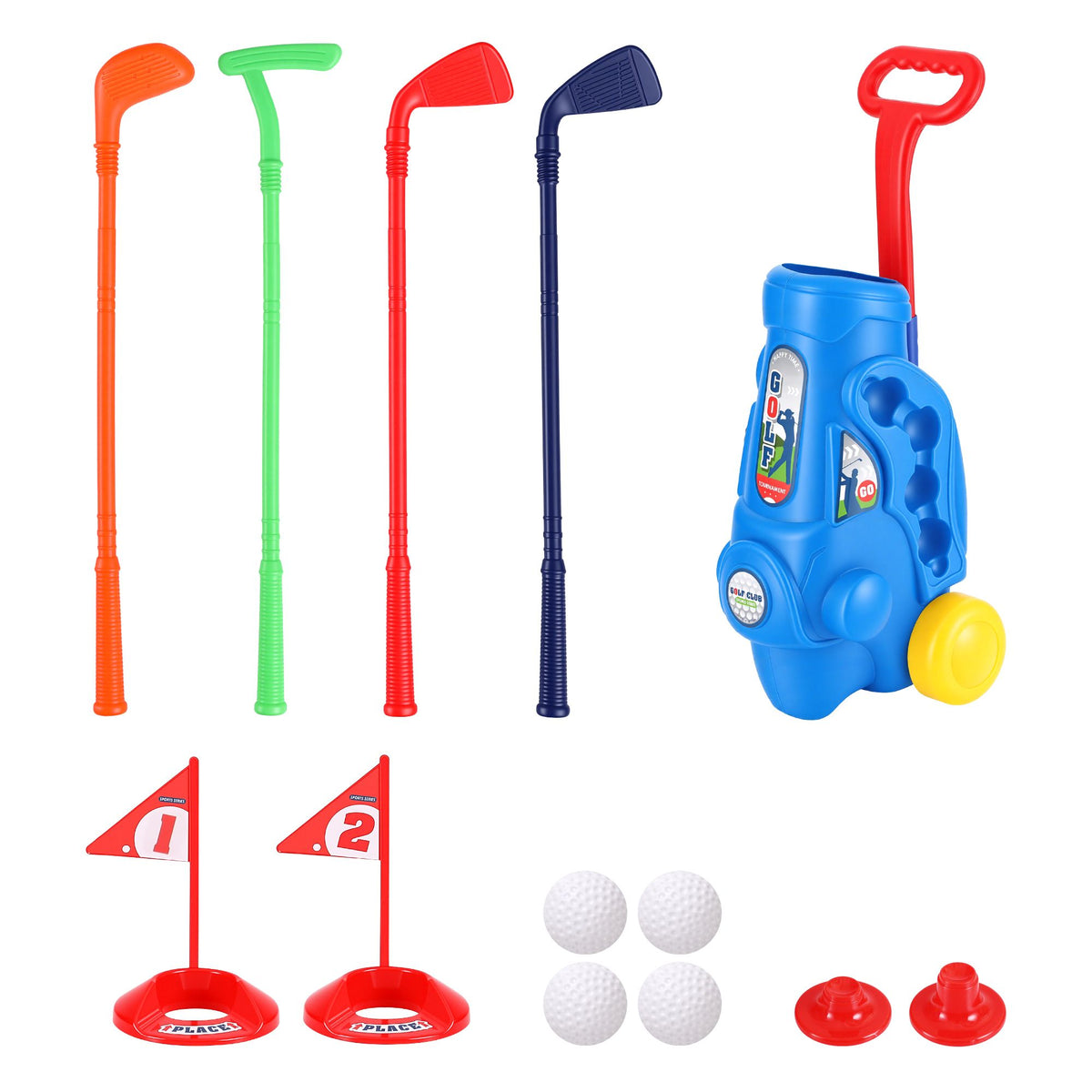 Keezi Kids Golf Set Toddler Club Set Pull Cart Indoor Outdoor