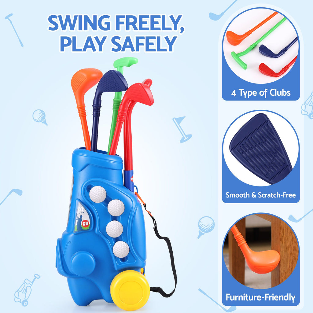 Keezi Kids Golf Set Toddler Club Set Pull Cart Indoor Outdoor