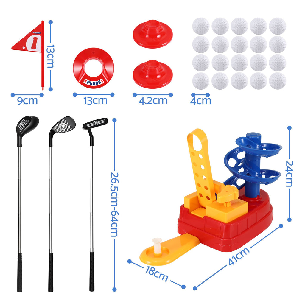 Keezi Golf Toy Set with Ball Launcher, Blue, showing what is included, photo 3 of 6