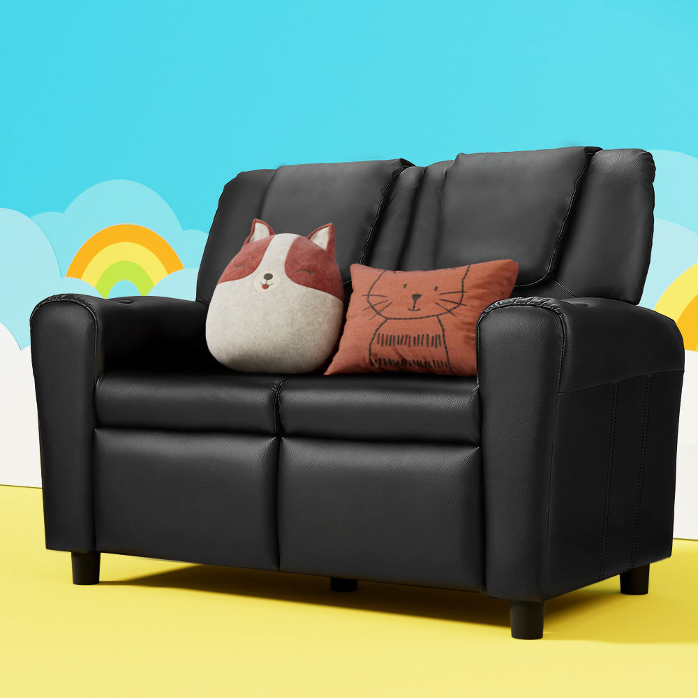 Keezi Kids Double Recliner Sofa, PU Leather