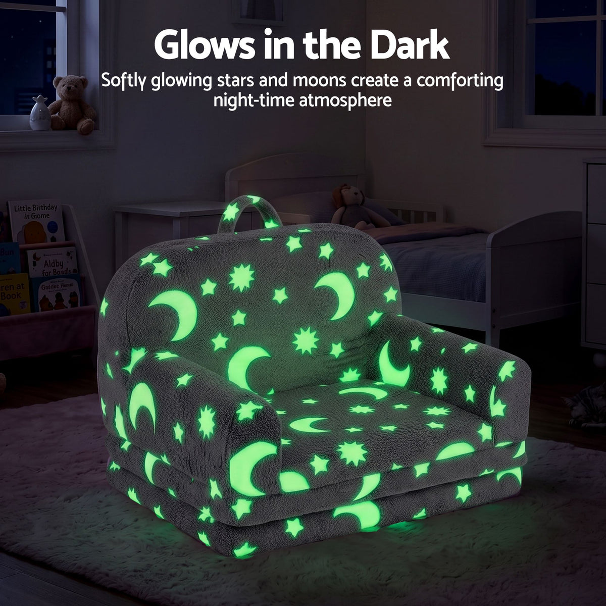 Keezi Kids 2-in-1 Fold Out Sofa Bed, Glow in the Dark