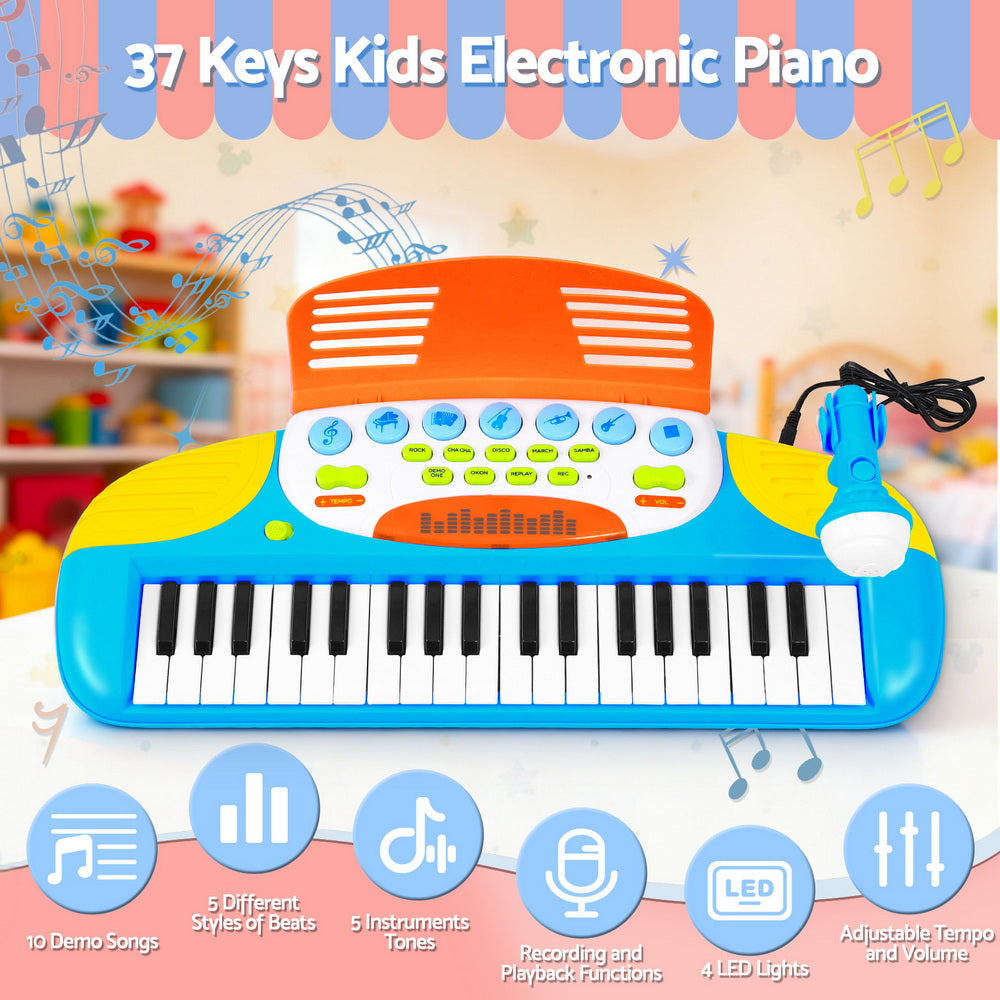 Keezi 37 Key Kids Piano Keyboard Set, Blue