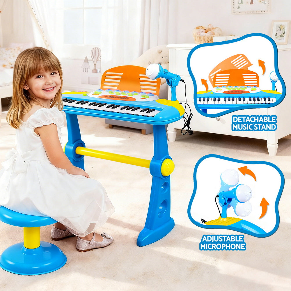Keezi 37 Key Kids Piano Keyboard Set, Blue