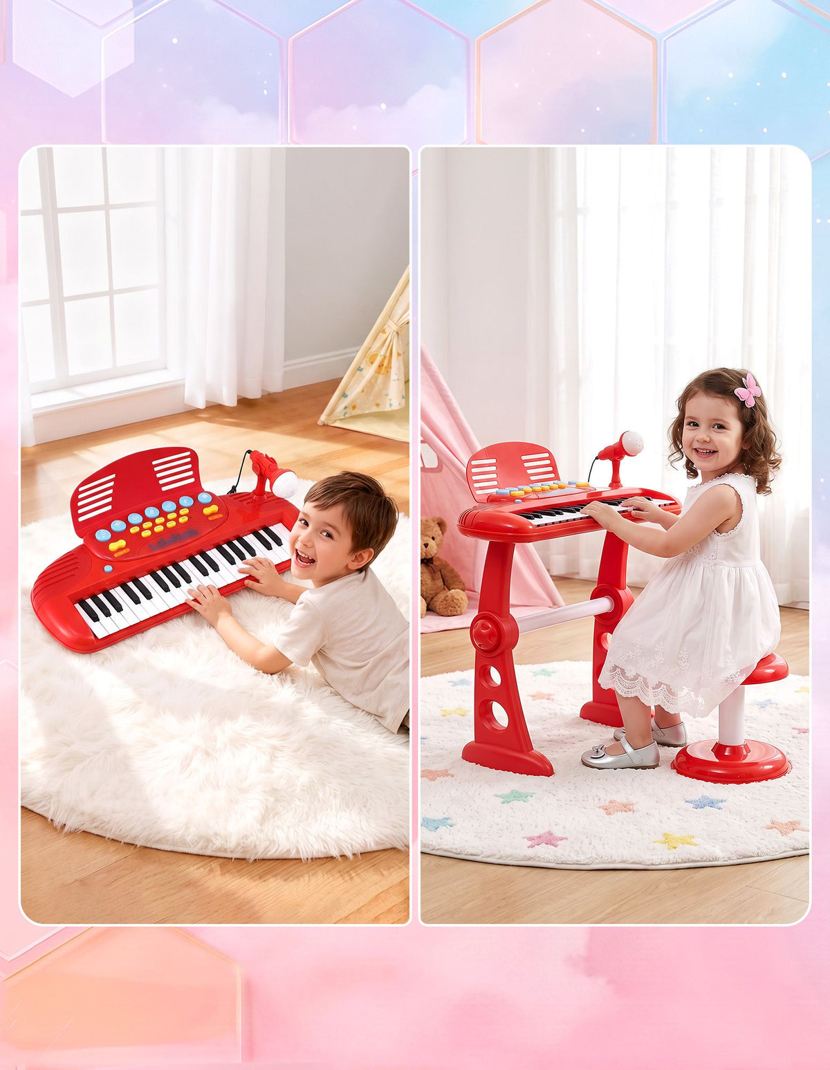 Keezi Kids Piano Keyboard 37 Keys Electronic Musical Instrument Set