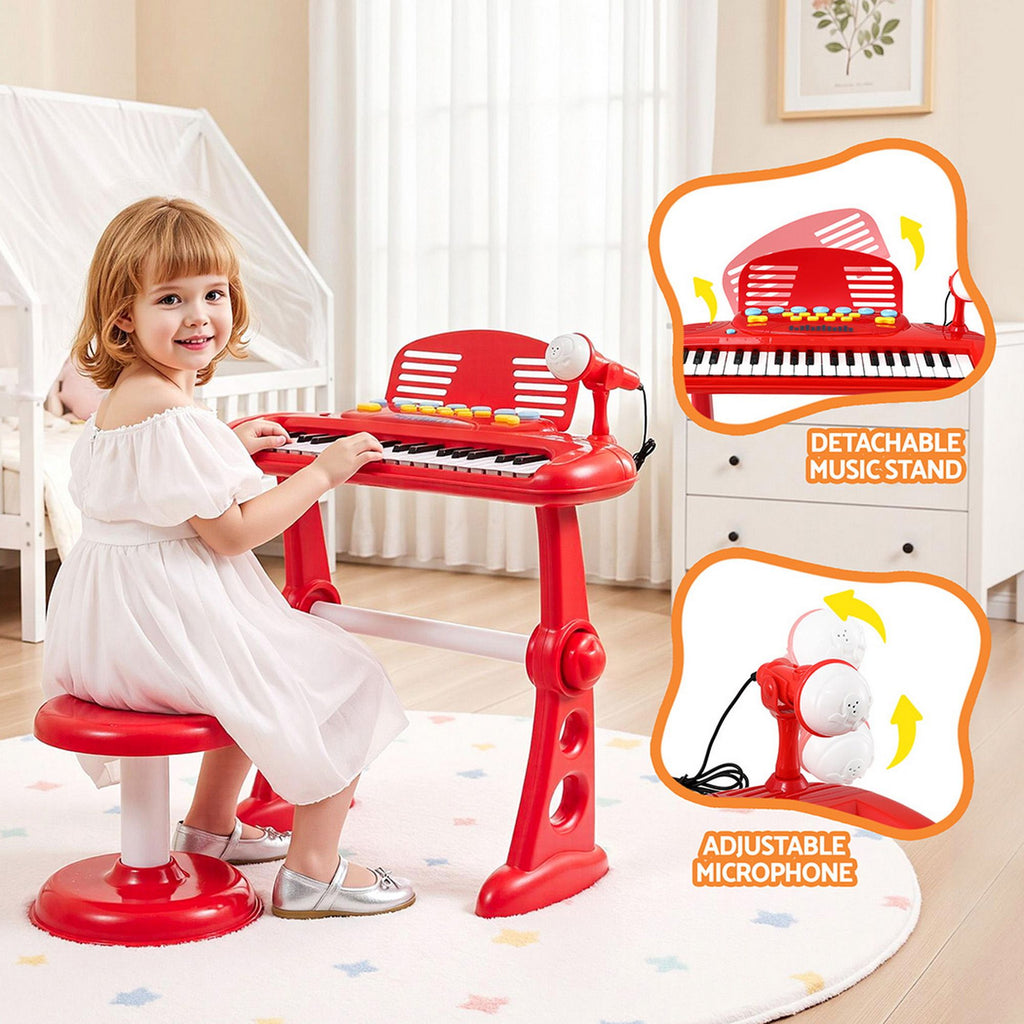 Keezi 37 Key Kids Piano Keyboard Set, Red, photo 6 of 6