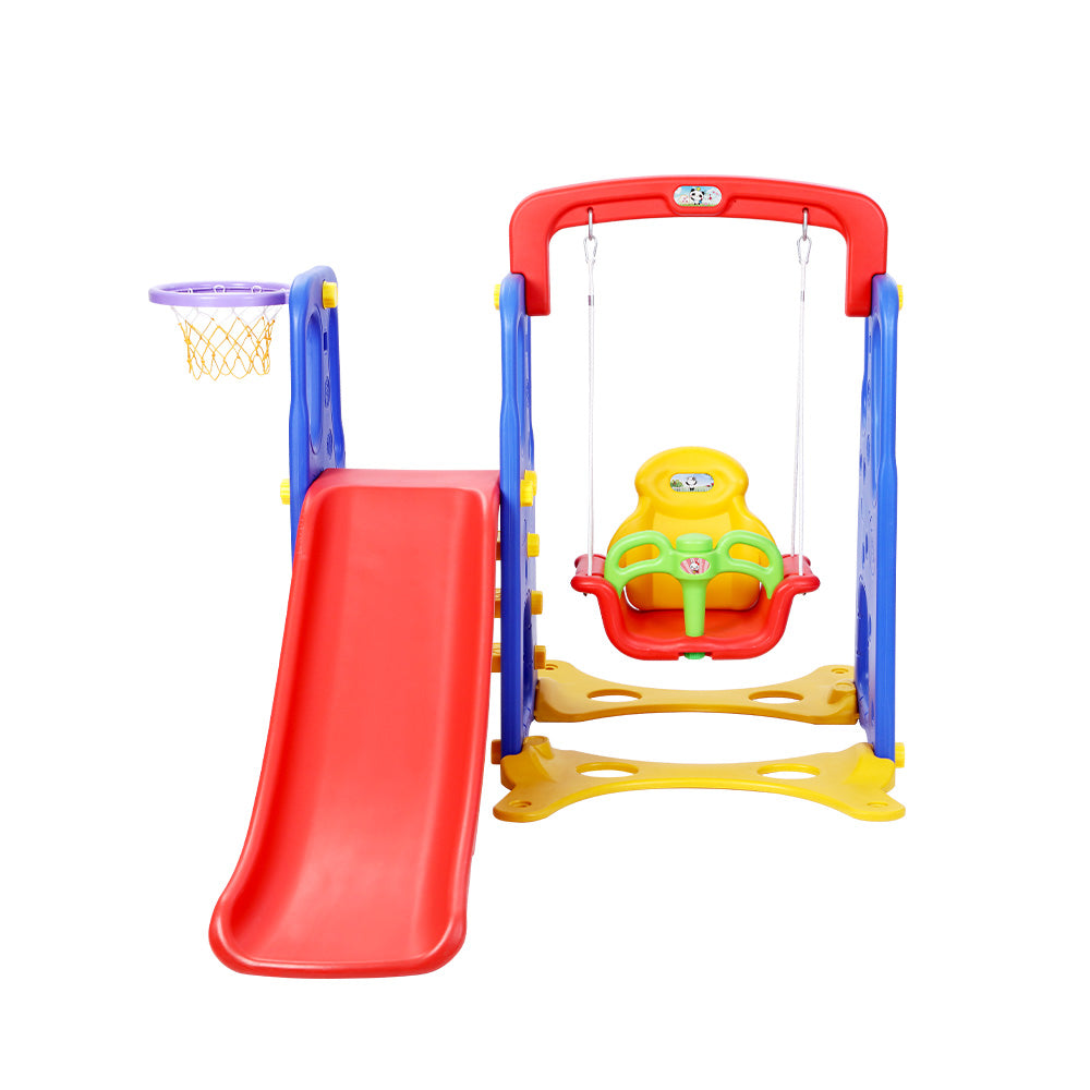 Keezi Kids Slide Swing Set Basketball Hoop Outdoor Playground Toys