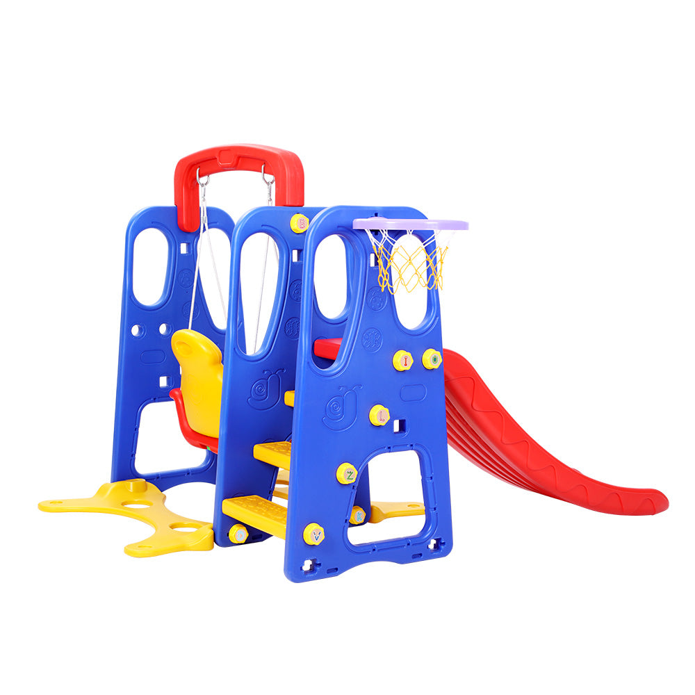 Keezi Kids Slide Swing Set Basketball Hoop Outdoor Playground Toys
