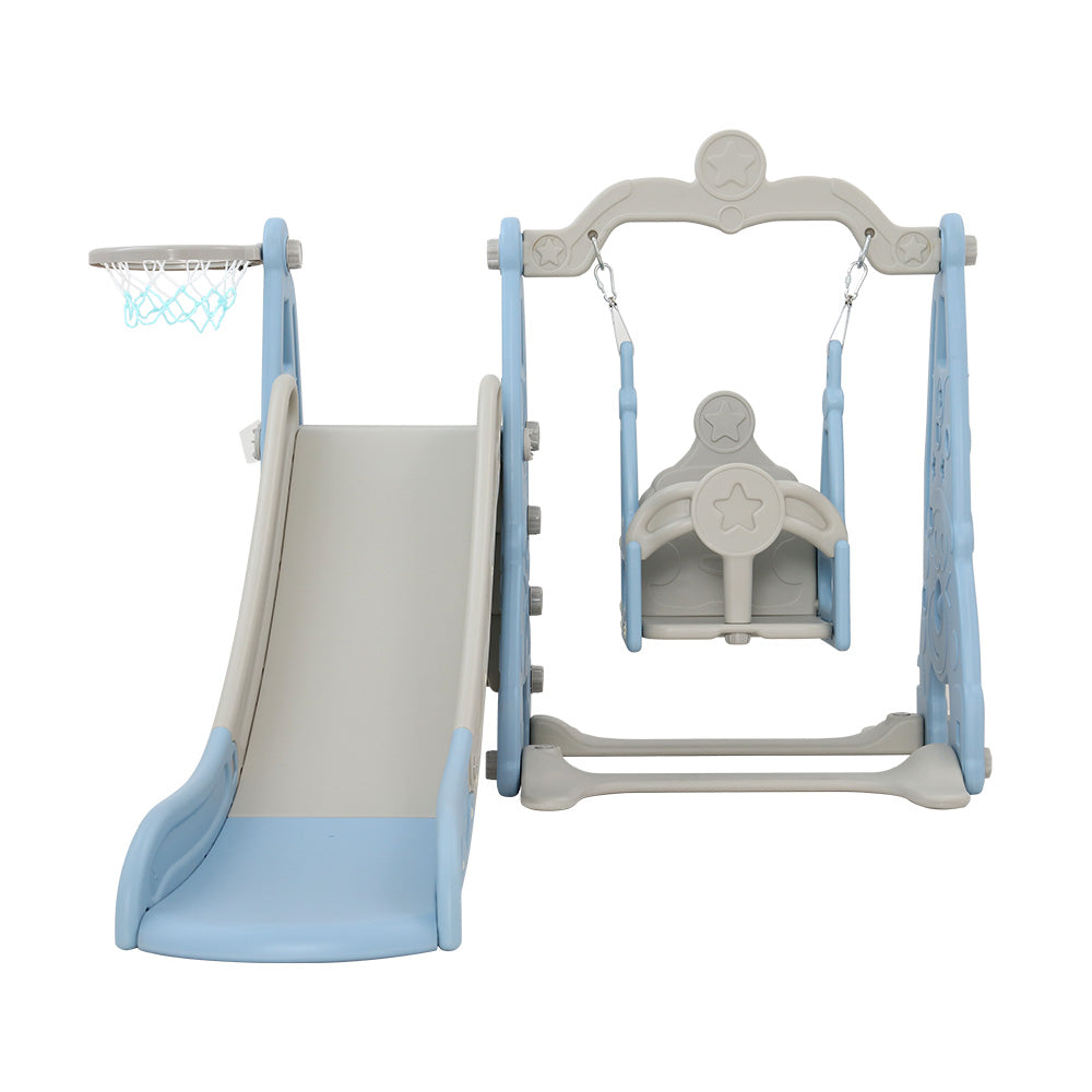 Keezi Kids Slide Swing Set Basketball Hoop Outdoor Playground Toys