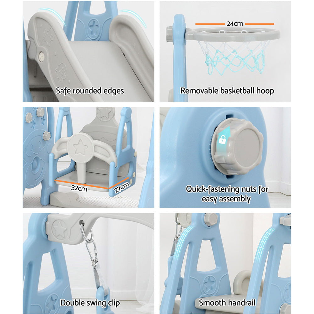 Keezi Kids Slide Swing Set Basketball Hoop Outdoor Playground Toys