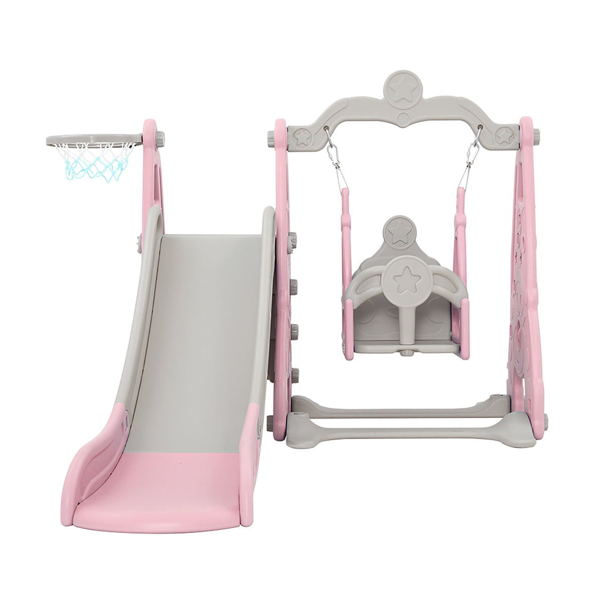 Keezi Kids Slide Swing Set Basketball Hoop Outdoor Playground Toys