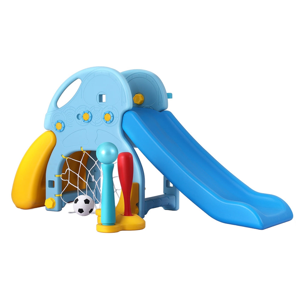 Keezi Kids Slide Set Baseball Bat Basketball Hoop Outdoor Playground