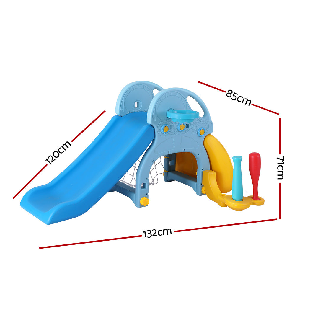 Keezi Kids Slide Set Baseball Bat Basketball Hoop Outdoor Playground