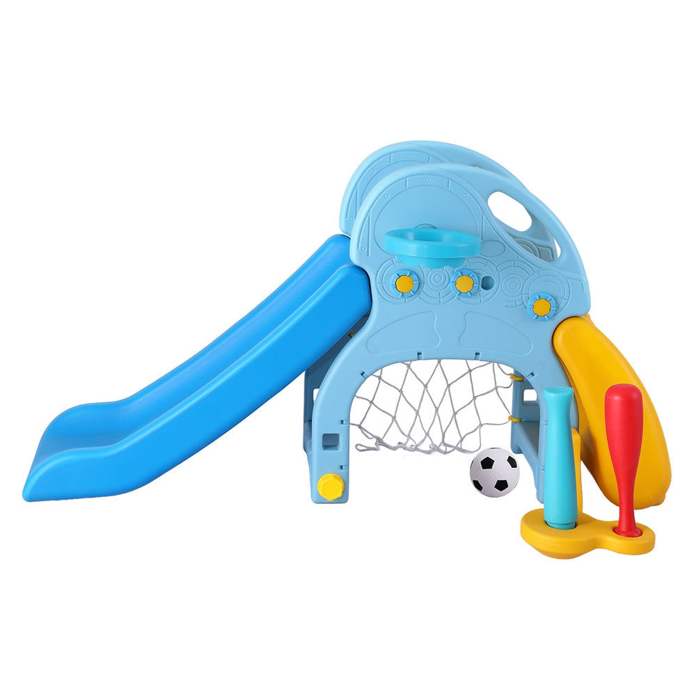 Keezi Kids Slide Set Baseball Bat Basketball Hoop Outdoor Playground