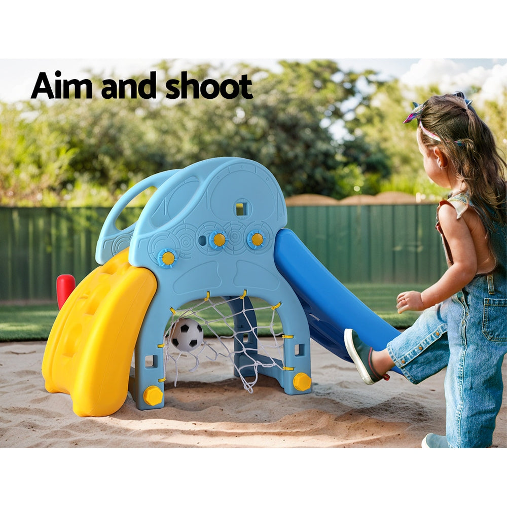 Keezi Kids Slide Set Baseball Bat Basketball Hoop Outdoor Playground