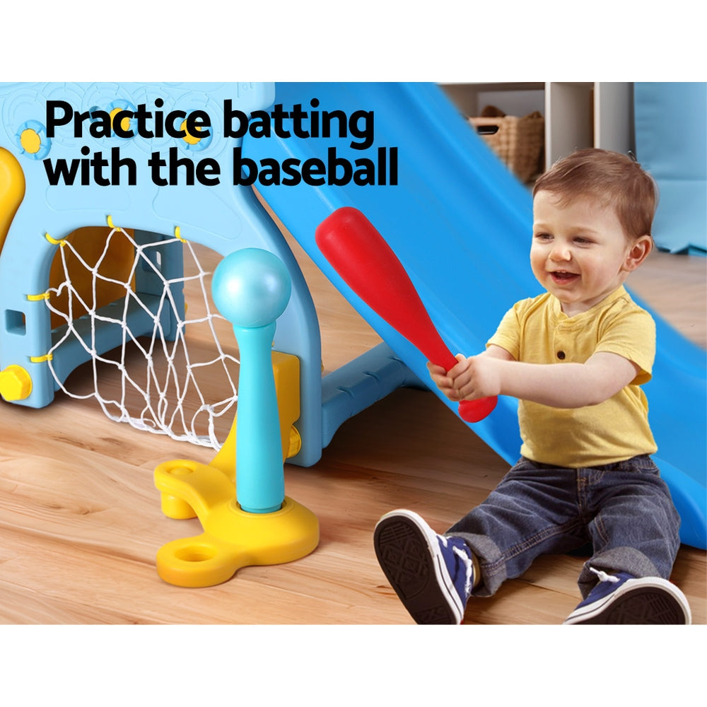 Keezi Kids Slide Set Baseball Bat Basketball Hoop Outdoor Playground
