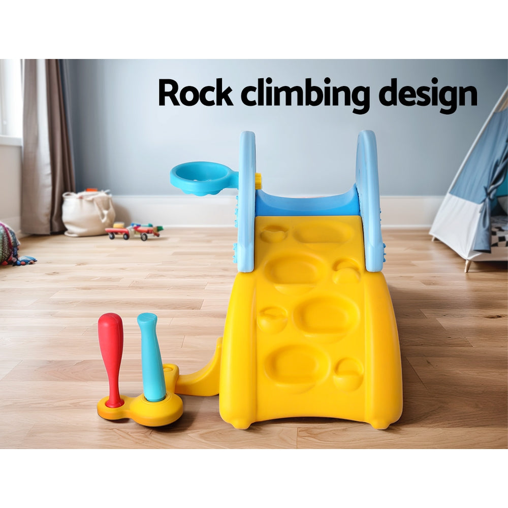 Keezi Kids Slide Set Baseball Bat Basketball Hoop Outdoor Playground
