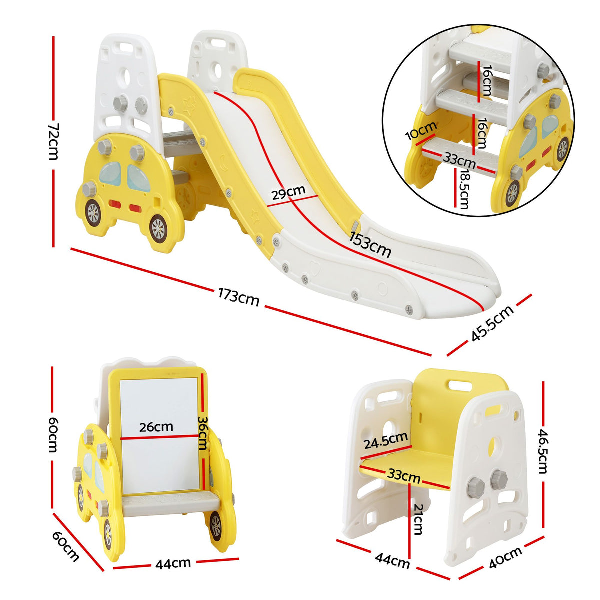 Keezi Kids Slide Set Toddler Indoor Playset Bookshelf Drawing Board