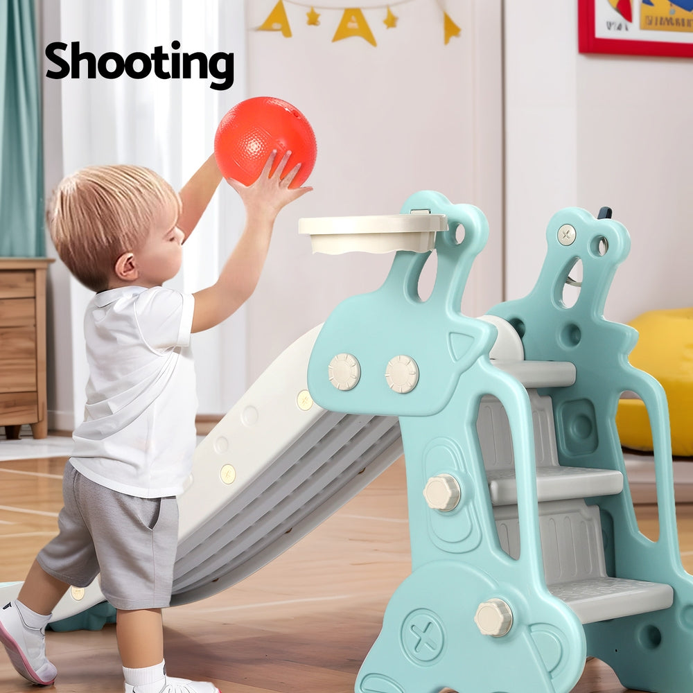 Keezi Kids Slide Set Basketball Hoop Ring Outdoor Playground Toy Deer