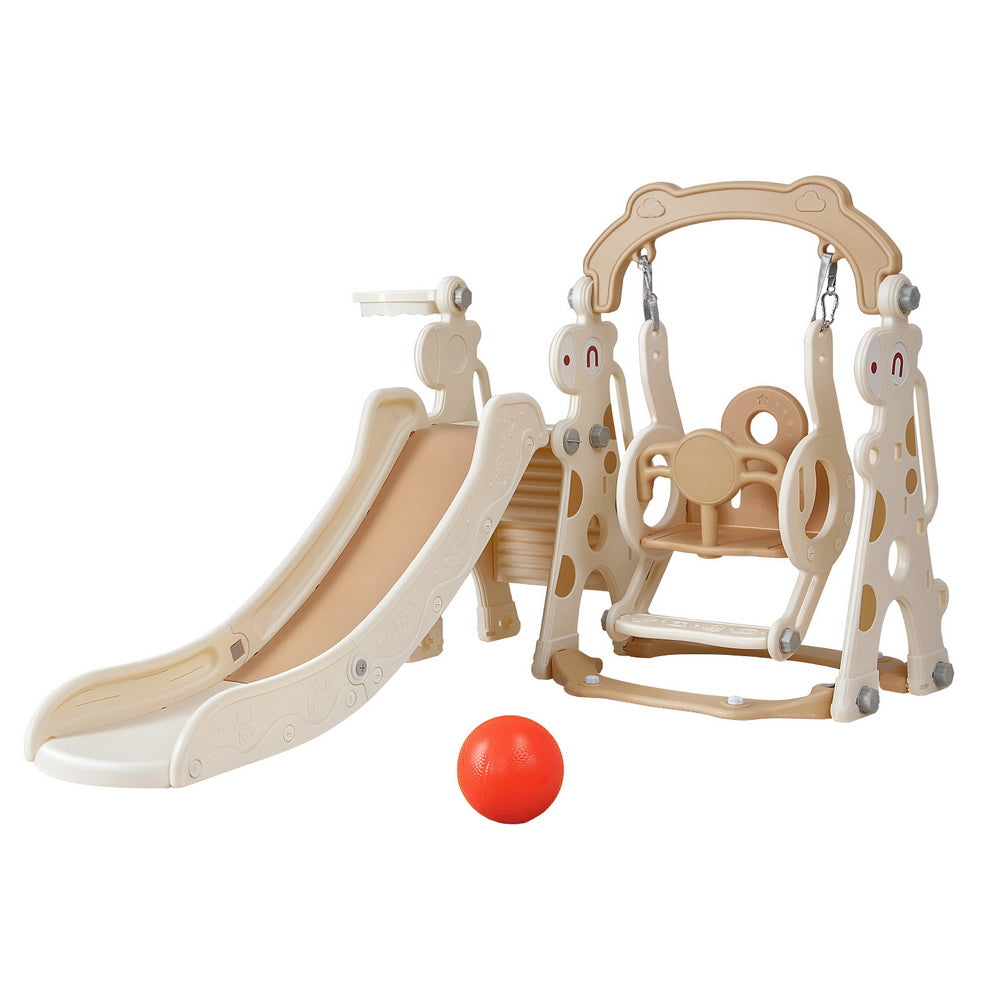 Keezi Kids Slide Swing Set Basketball Hoop Outdoor Playground Toys