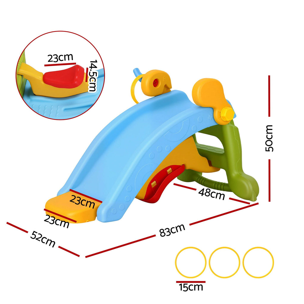 Keezi Kids Slide Set Toddler Indoor Playset Rocking Horse Ring Toss