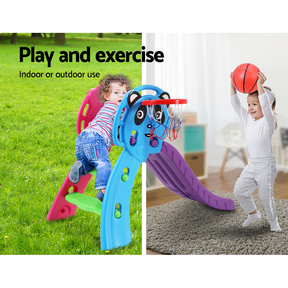 Keezi Kids Slide Set Basketball Hoop Indoor Outdoor Playground Toys