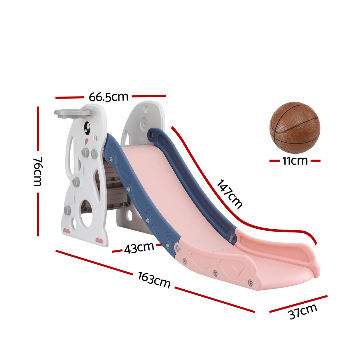 Keezi Kids Slide Set Basketball Hoop Ring Outdoor Playground Toy