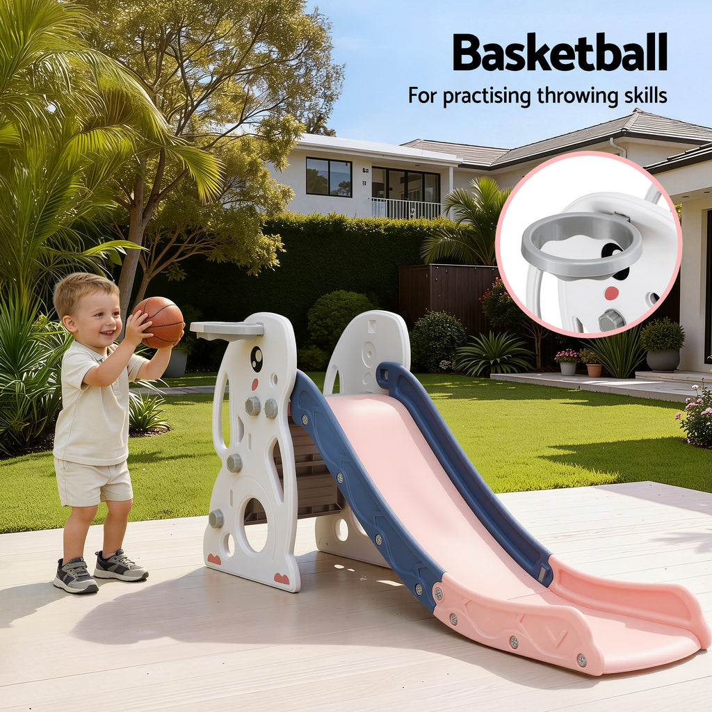Keezi Kids Slide Set Basketball Hoop Ring Outdoor Playground Toy