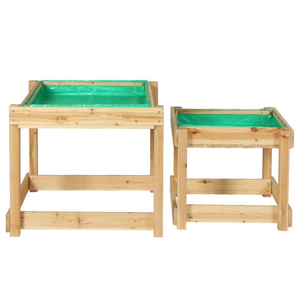 Keezi Kids Sandpit Wooden Sandbox Sand Pit Water Table Outdoor Toys