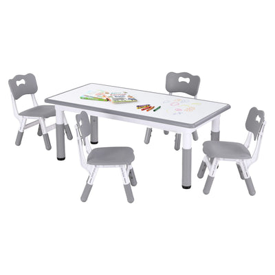 Keezi Height Adjustable Kids Table and 4 Chairs Set