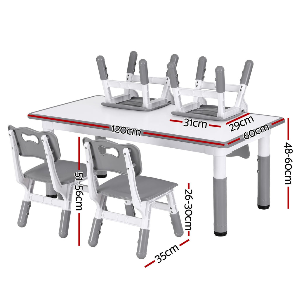Keezi Height Adjustable Kids Table and 4 Chairs Set