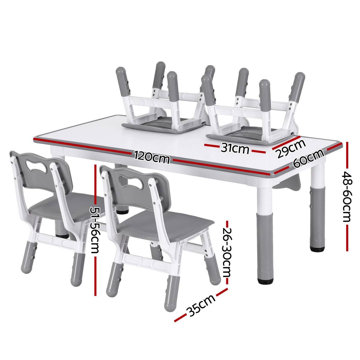 Keezi Height Adjustable Kids Table and 4 Chairs Set
