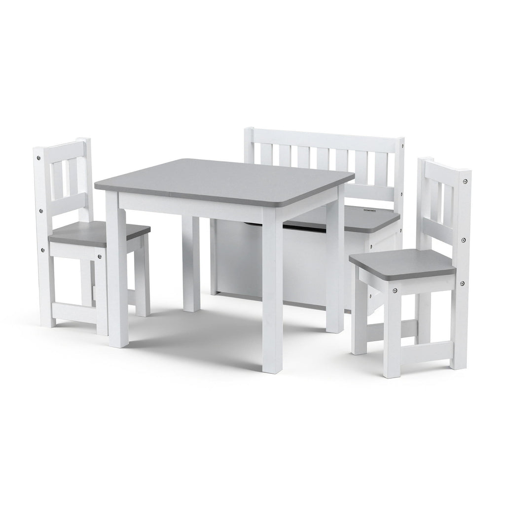 Keezi 4-Piece Kids Table, 2 Chairs and Storage Bench Set