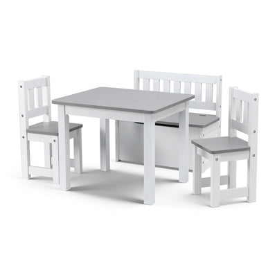 Keezi 4-Piece Kids Table, 2 Chairs and Storage Bench Set