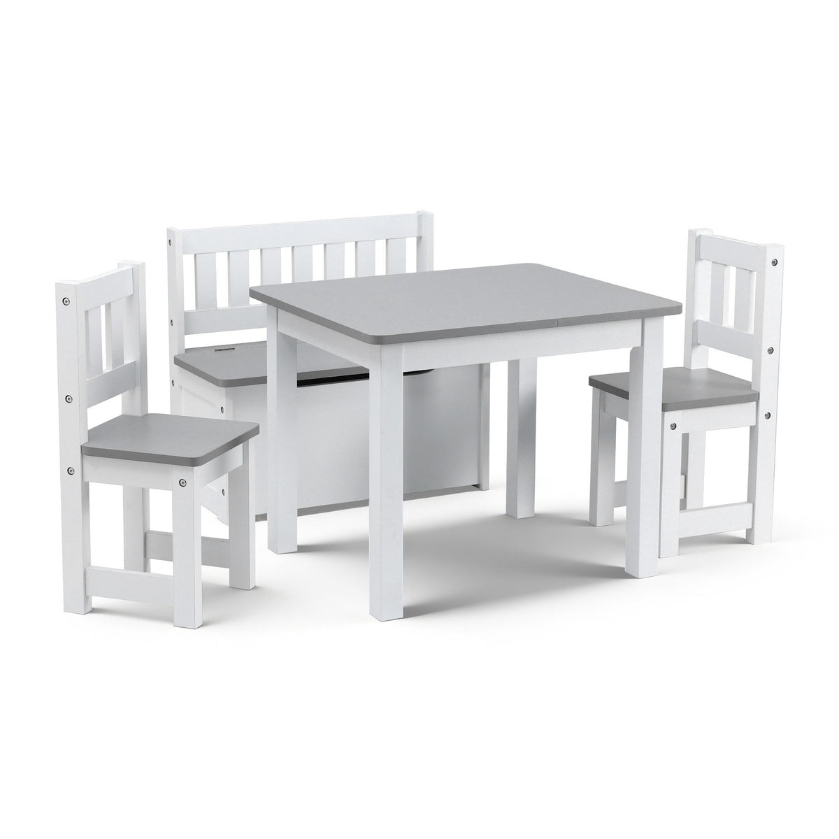 Keezi 4-Piece Kids Table, 2 Chairs and Storage Bench Set