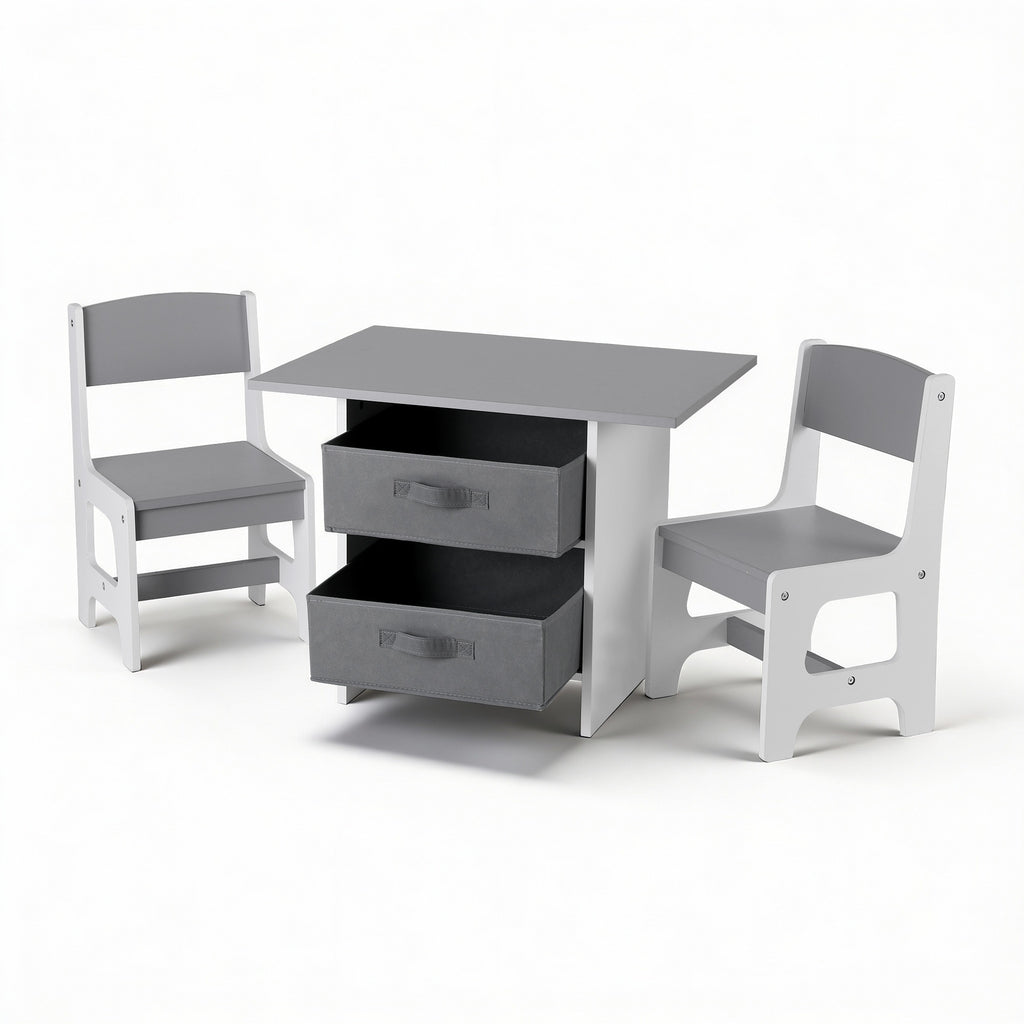 Keezi Kids Table and 2 Chairs Set Wooden Activity Table wit 2 Storage Drawers