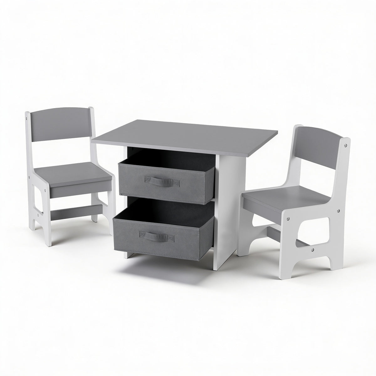 Keezi Kids Table and 2 Chairs Set Wooden Activity Table wit 2 Storage Drawers
