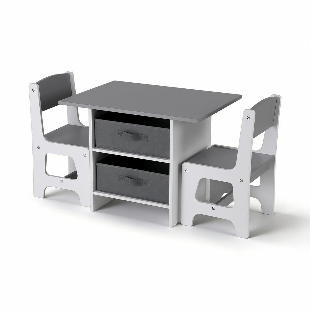 Keezi Kids Table and 2 Chairs Set Wooden Activity Table wit 2 Storage Drawers