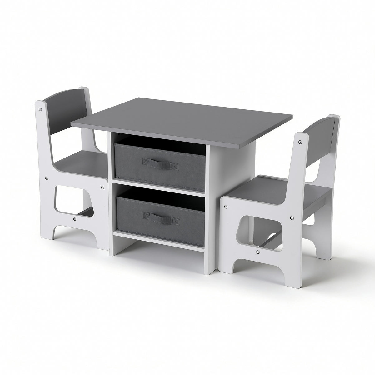 Keezi Kids Table and 2 Chairs Set Wooden Activity Table wit 2 Storage Drawers