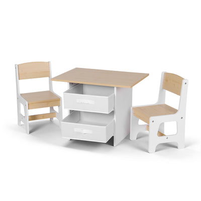 Keezi Kids Table and 2 Chairs Set with Fabric Drawers