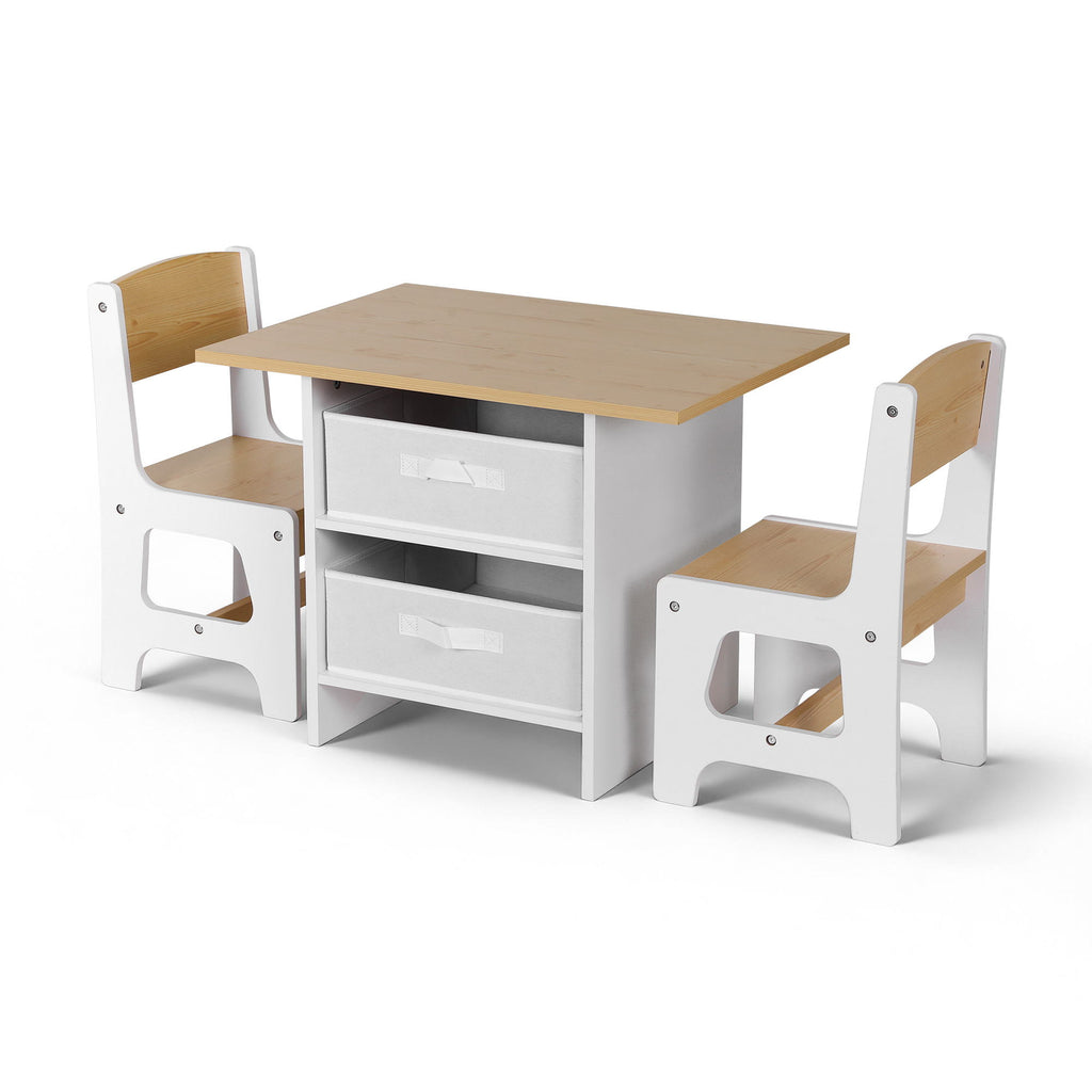 Keezi Kids Table and 2 Chairs Set with Fabric Drawers