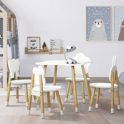 Keezi Kids Table and Chairs Set, 5 Piece, White