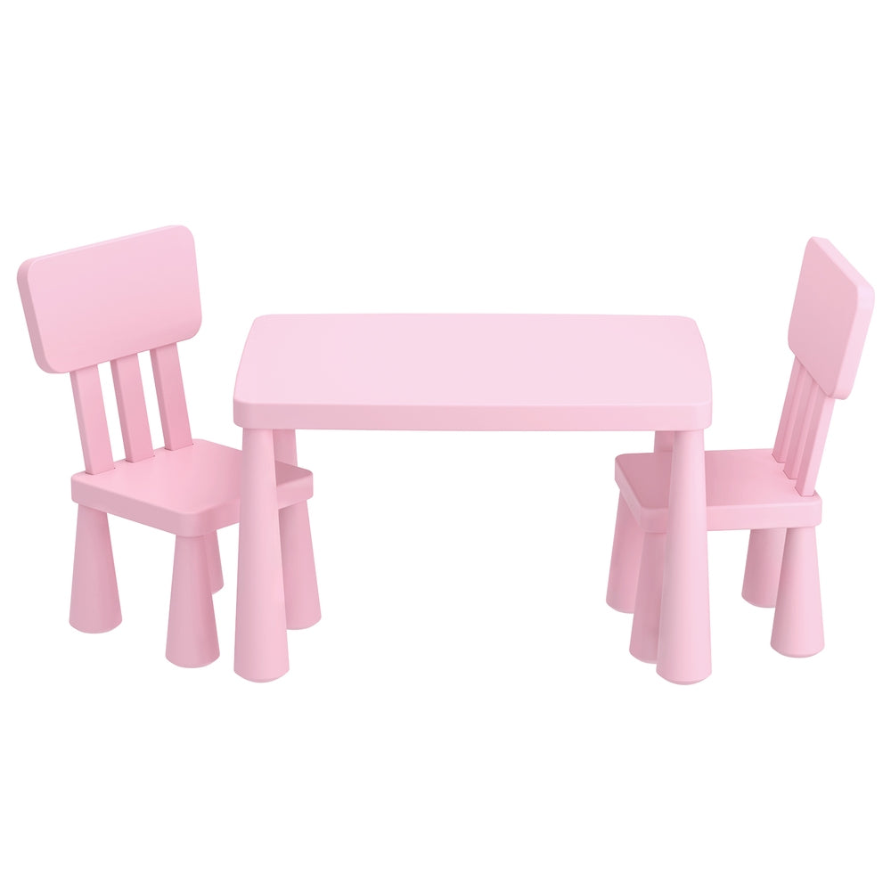 Keezi Kids Plastic Table and 2 Chairs Set, Pink