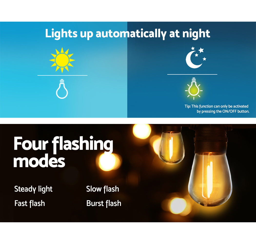 17m Solar Festoon Lights Outdoor LED String Light Christmas Party