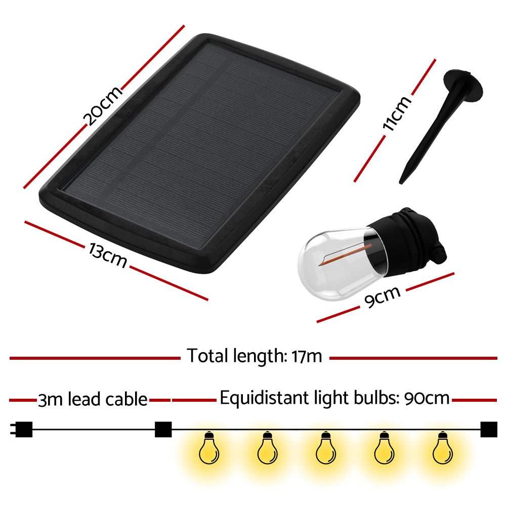 17m Solar Festoon Lights Outdoor LED String Light Christmas Party