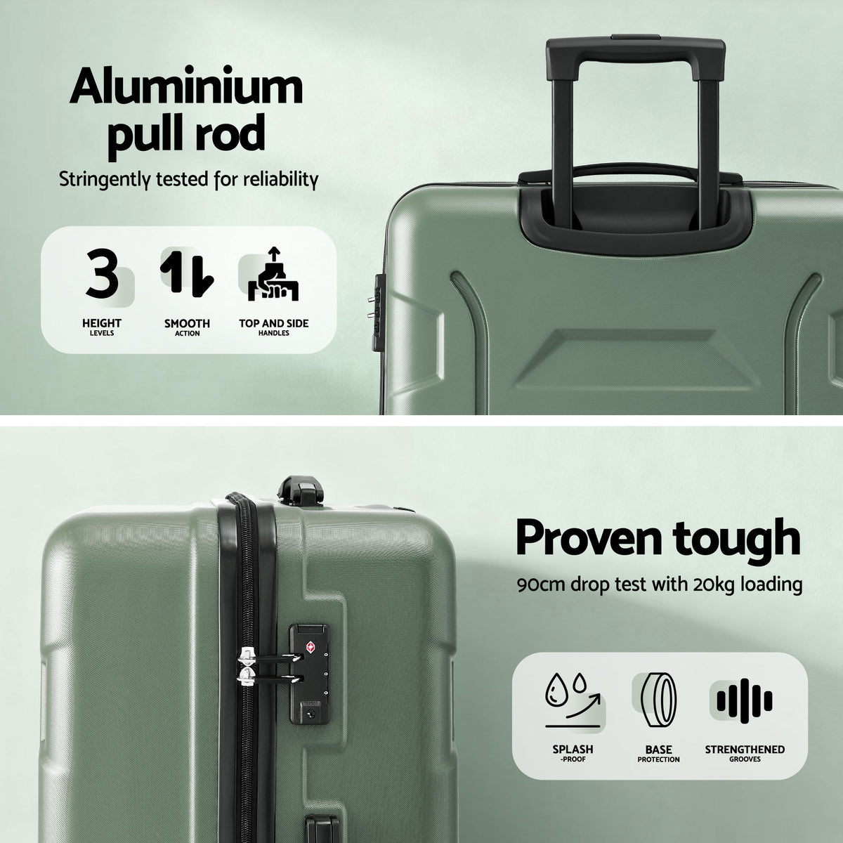 Wanderlite 3pcs Luggage Suitcase Set Trolley Travel TSA Lightweight