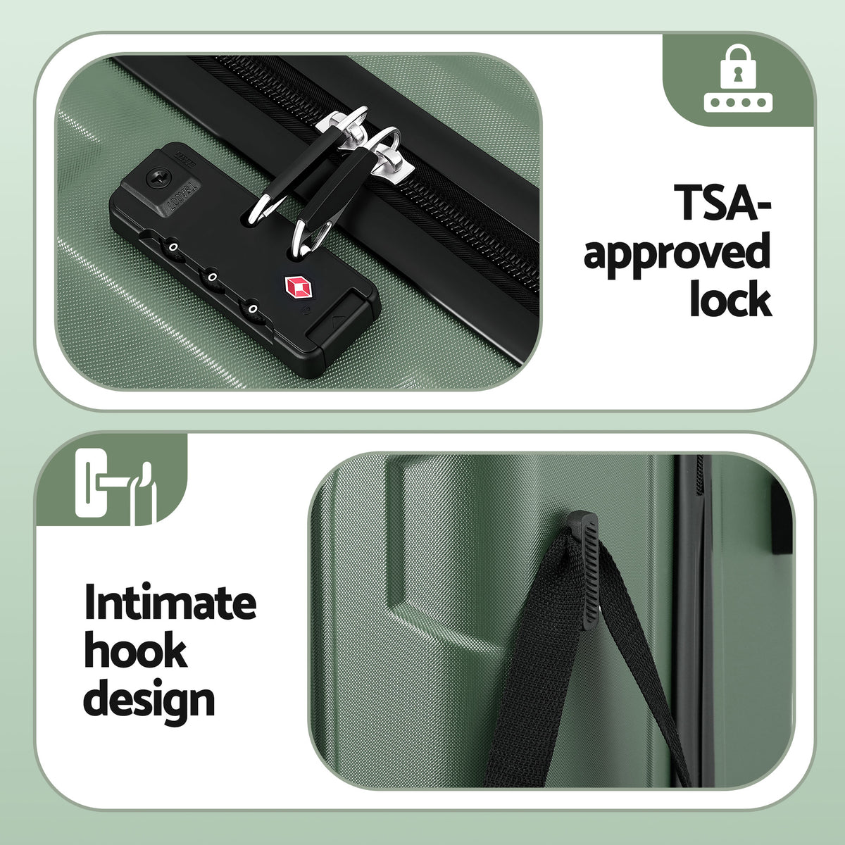 Wanderlite 3pcs Luggage Suitcase Set Trolley Travel TSA Lightweight